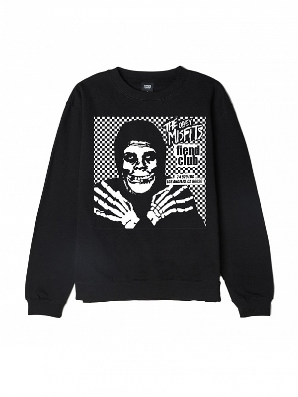 Толстовка без капюшона OBEY x MISFITS FIEND CLUB HALLOWEEN мужская, черная.