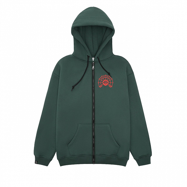 Худи HOOK зип «Паук» зеленый