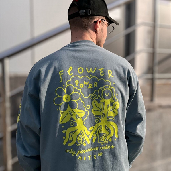 Лонгслив МЯТЕЖ "FLOWER" fog