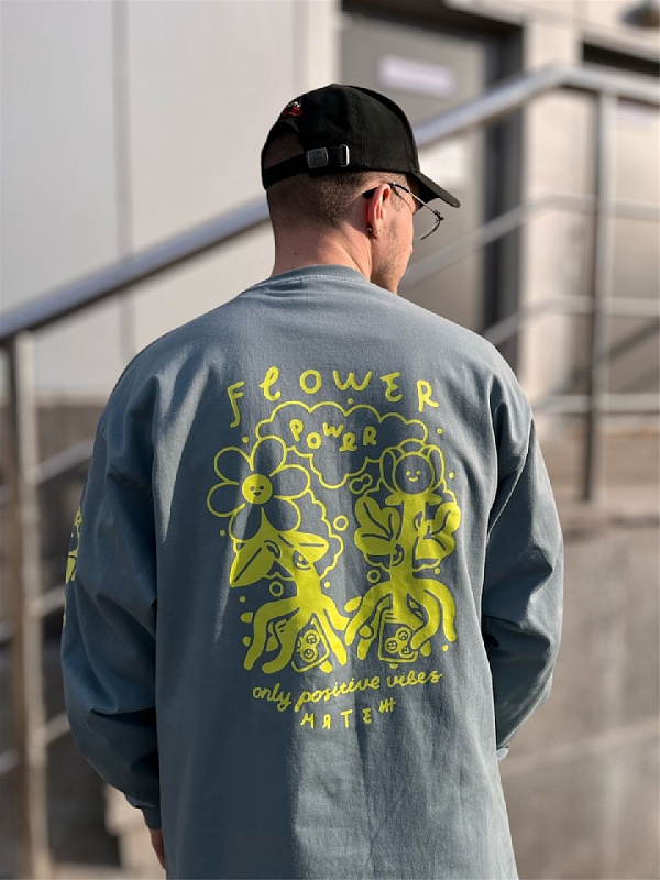 Лонгслив МЯТЕЖ "FLOWER" fog