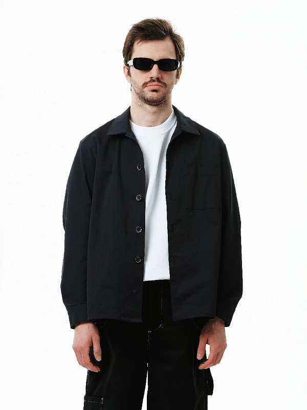 Рубашка THE BAD FRIENDS овершот one single pocket пичсофт черный