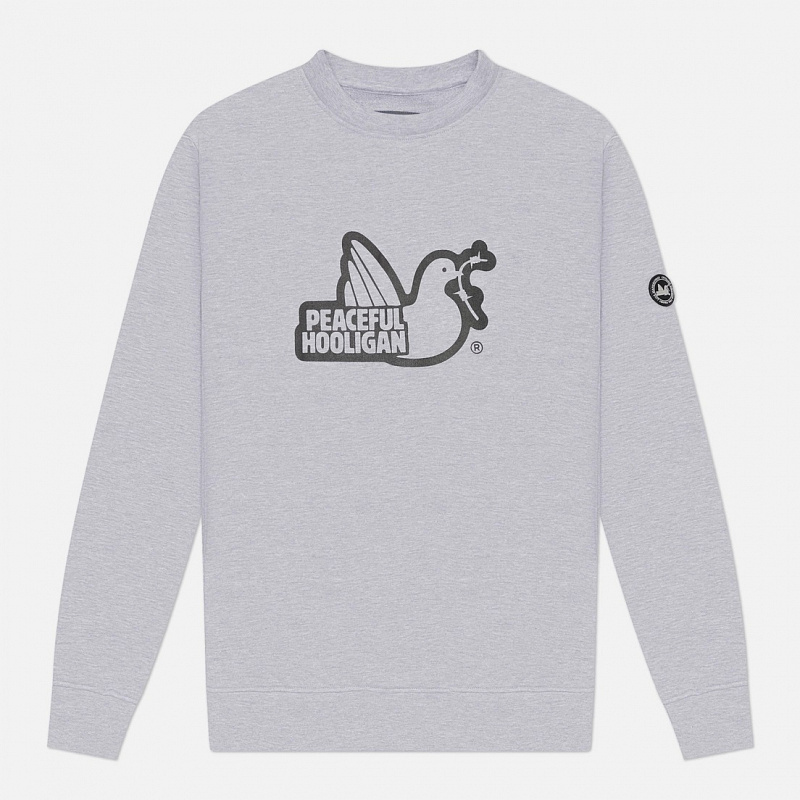 Свитшот PEACEFUL HOOLIGAN Outline Sweatshirt цвет MARL GREY