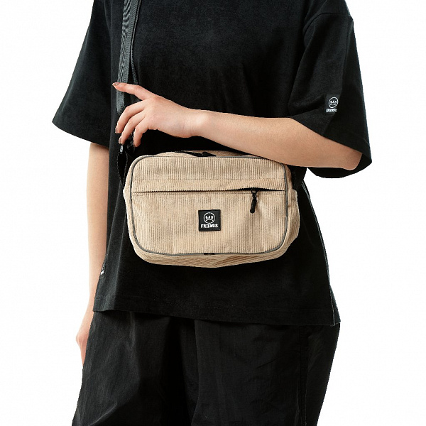 Сумка THE BAD FRIENDS Shoulder bag XL black sling вельвет крем