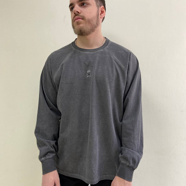 Лонгслив HARD LUNCH оверсайз garment dye черный