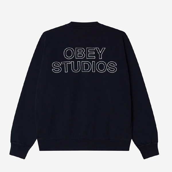 Свитшот OBEY STUDIOS FADED CREW DARK NAVY FADED WASH
