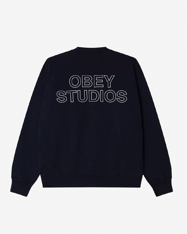 Свитшот OBEY STUDIOS FADED CREW DARK NAVY FADED WASH