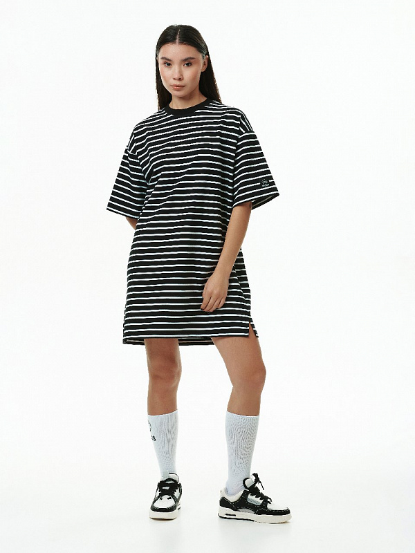 Футболка THE BAD FRIENDS Dress T-shirt укороченное Stripes 250гр черно-белый