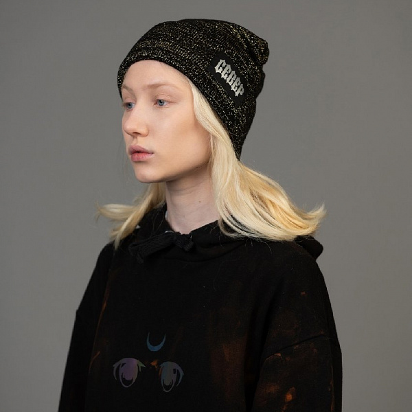 Шапка СЕВЕР "2000" ЧЕРНЫЙ С ЗОЛОТОЙ НИТЬЮ