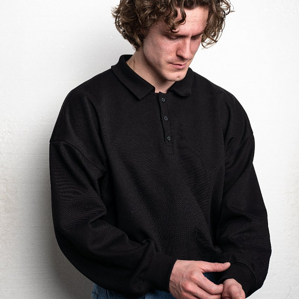 Поло THE BAD FRIENDS Oversize Rugby L/S doubleface черный