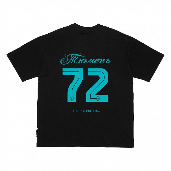 Футболка THE BAD FRIENDS "Регион 72" 240гр черный/тиффани