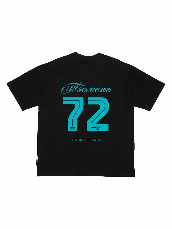Футболка THE BAD FRIENDS "Регион 72" 240гр черный/тиффани