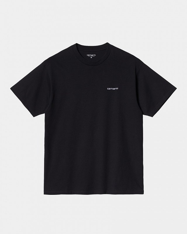 Футболка CARHARTT WIP S/S Script Embroidery T-Shirt BLACK / WHITE