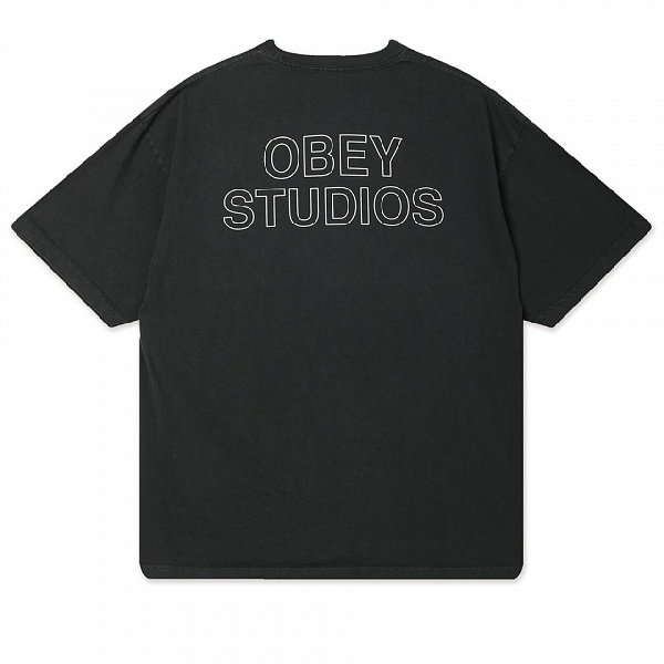 Футболка OBEY STUDIOS OUTLINE PIGMENT TRUE VINTAGE BLACK