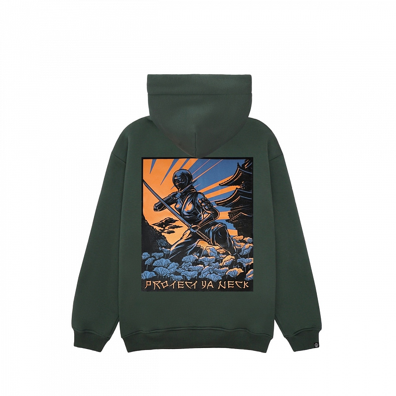 Худи HOOK зип «Ниндзя» зеленый