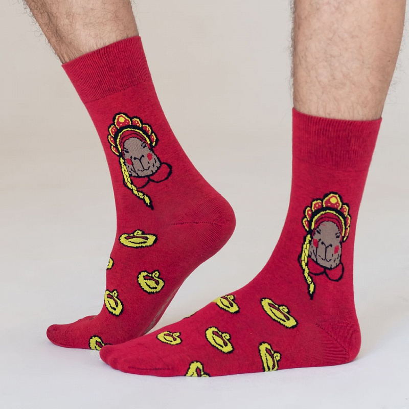 Носки ST.FRIDAY SOCKS Капибару и кокошник рисовал художник,