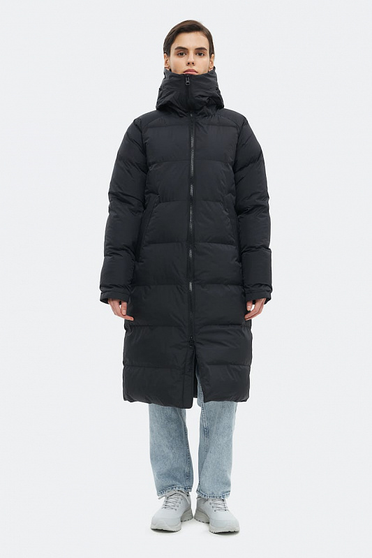 Пуховик SHU женский удлиненный чёрный