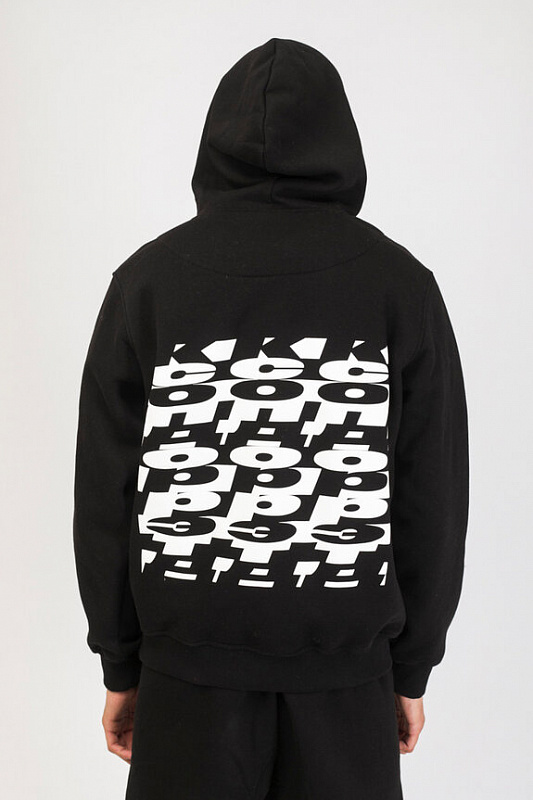 Толстовка CODERED Hood Up Черный Cyrillic Mix Back Pattern