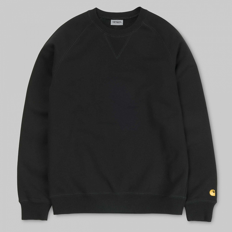 Толстовка CARHARTT WIP без капюшона Chase Sweatshirt BLACK / GOLD