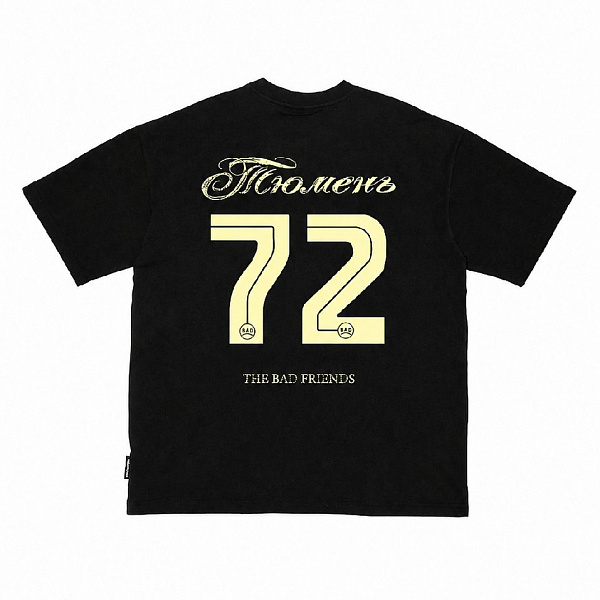 Футболка THE BAD FRIENDS "Регион 72" 240гр черный/экрю