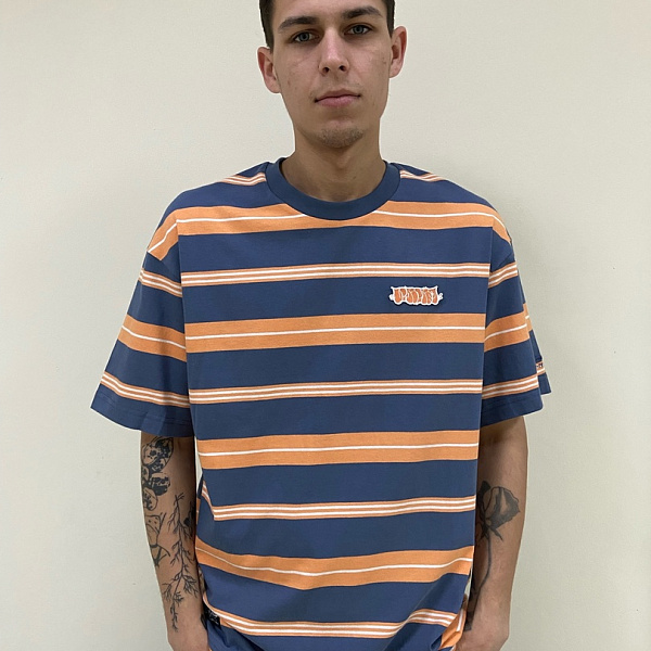 Футболка LI-NING S/S Tee Men's T-shirt vintage indigo/tangerine/milk white синий/оранжевый/белый