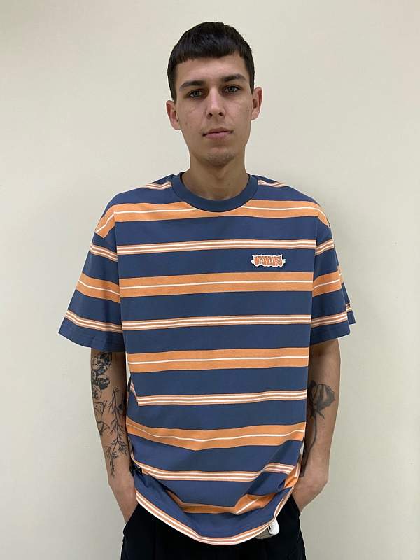 Футболка LI-NING S/S Tee Men's T-shirt vintage indigo/tangerine/milk white синий/оранжевый/белый