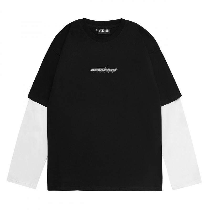 Лонгслив ARTEFACT с двойным рукавом logo Черный/Белый