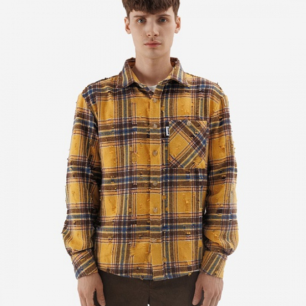 Рубашка RUFF ripped plaid shirt yellow