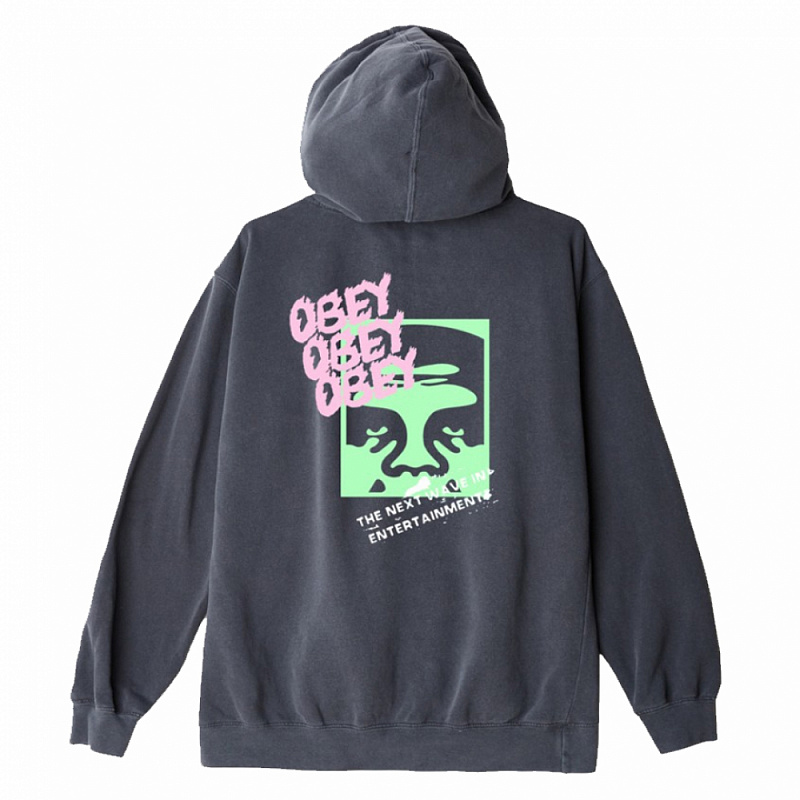Толстовка с капюшоном OBEY THE NEXT WAVE DUSTY BLACK