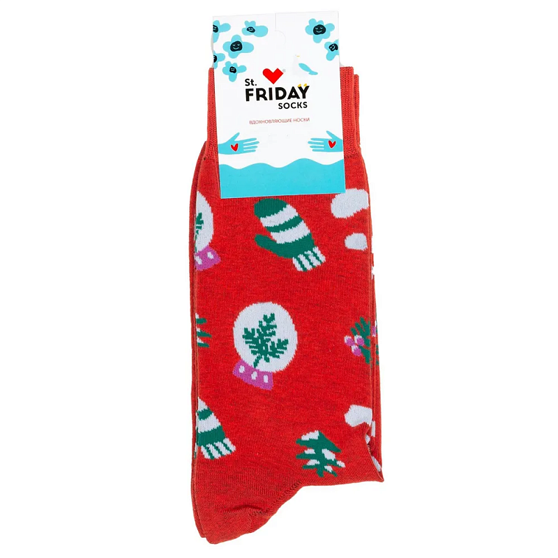 Носки ST.FRIDAY SOCKS Варежки зелёные, под ёлочку дарёные