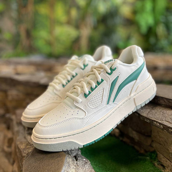 Кеды LI-NING BAD5 ROOKIE II egg shell/foliage green белый/зеленый