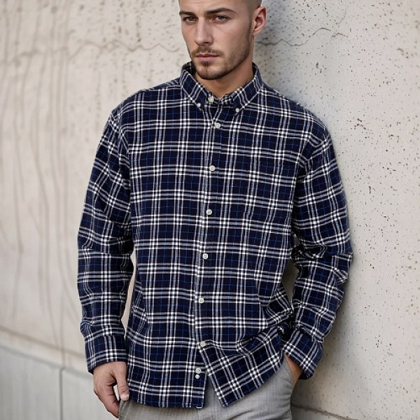 Рубашка Street Soul фланелевая в клетку тёмно-сине-белый