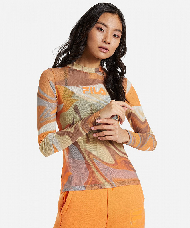Футболка женская Fila желтый/белый/серый/коричневый/оранжевый