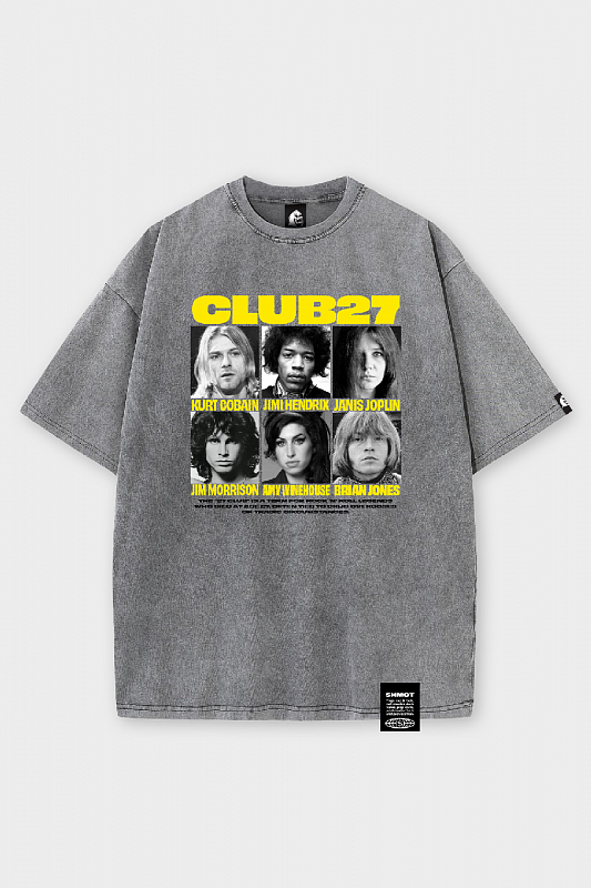 Футболка SHMOT "CLUB 27", GARMENT DYE серый