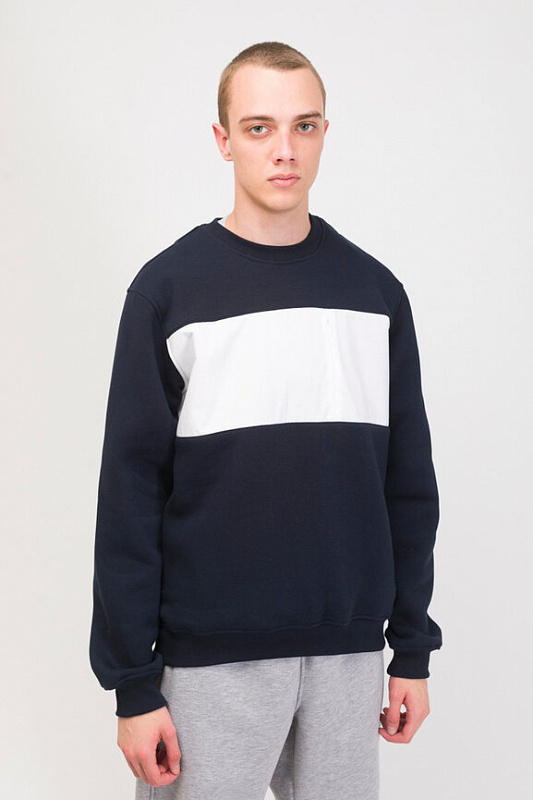 Толстовка крюнек CODERED Block Нэви/Белый