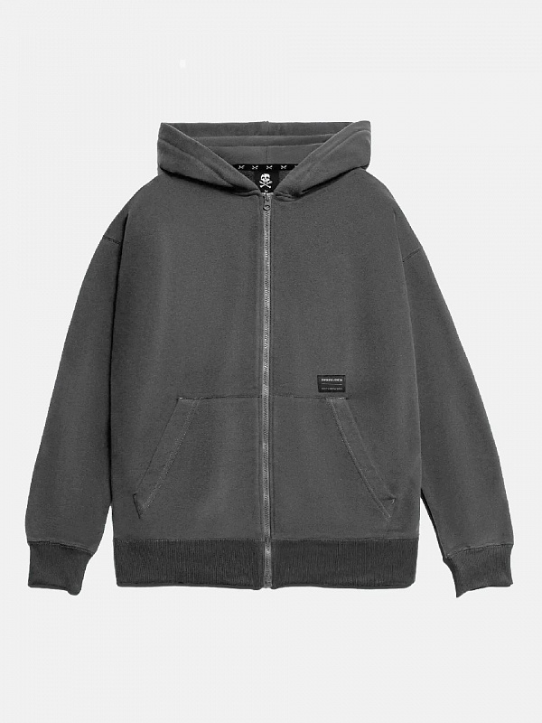 Худи на молнии HARD LUNCH BASIC начес темно-серый