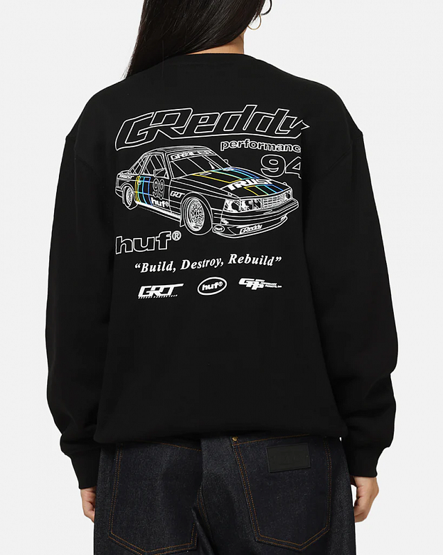 Свитшот HUF X GREDDY RETRO MOD CREW BLACK