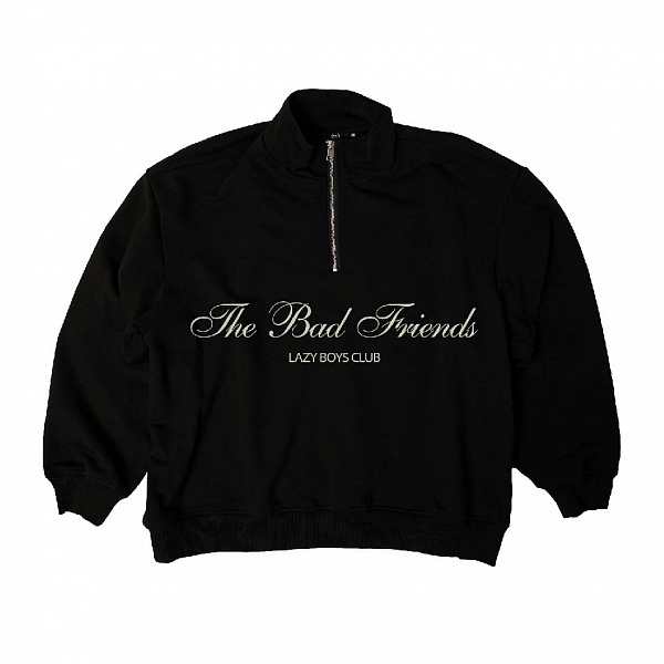 Толстовка THE BAD FRIENDS Half-Zip "Lazy boys club" 420гр черный
