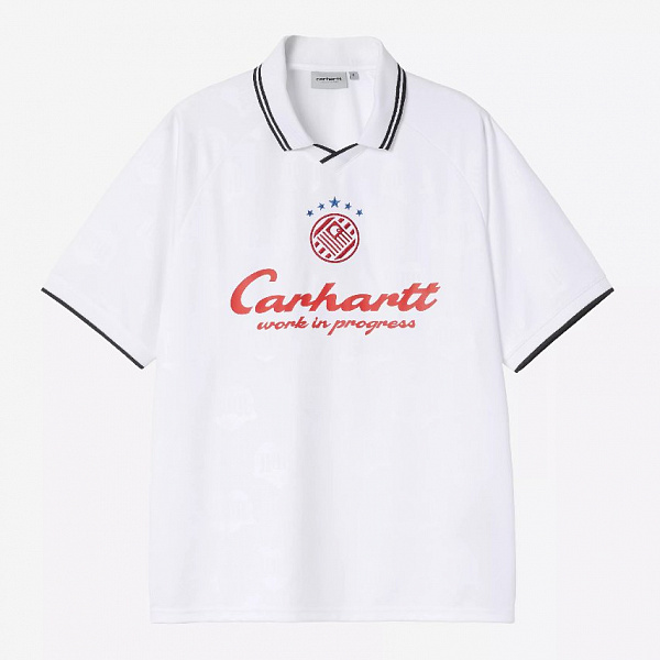 Футболка CARHARTT WIP S/S Terrace Football T-Shirt HEART TRAIN JACQUARD, WHITE