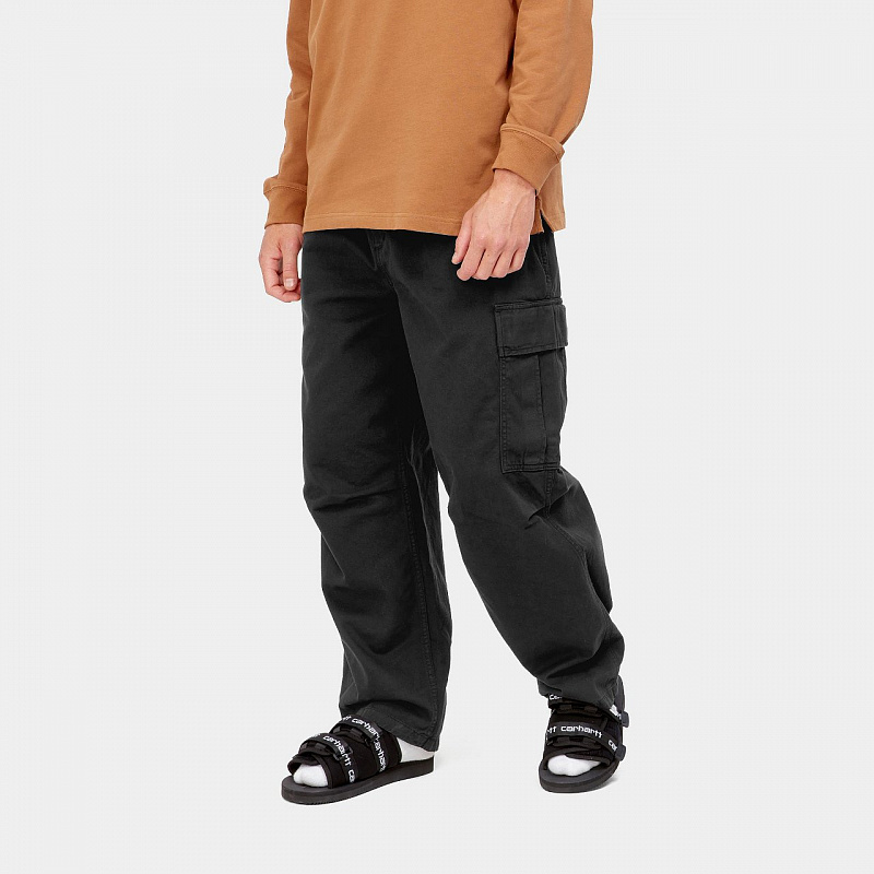 Брюки CARHARTT WIP карго Cole Cargo Pant BLACK (GARMENT DYED)