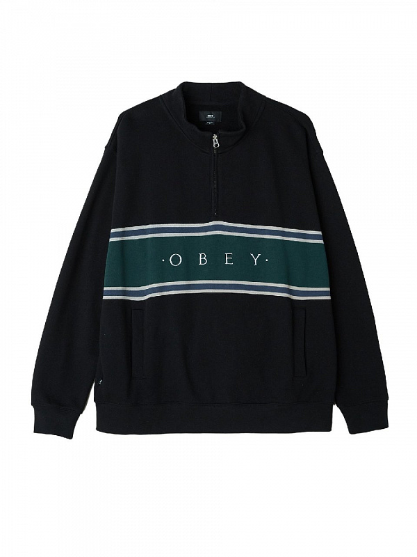Толстовка без капюшона OBEY PALISADE MOCK NECK ZIP BLACK