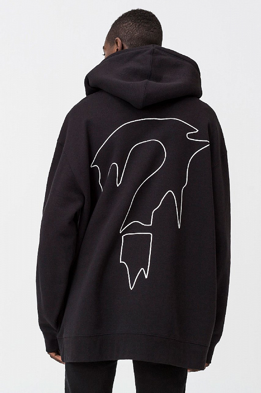 Толстовка с капюшоном Мужская Cheap Monday Cynical hood Question outlines BLACK