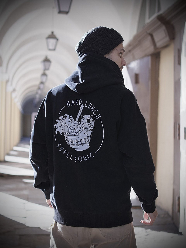 Худи HARD LUNCH оверсайз Logo blk Черный