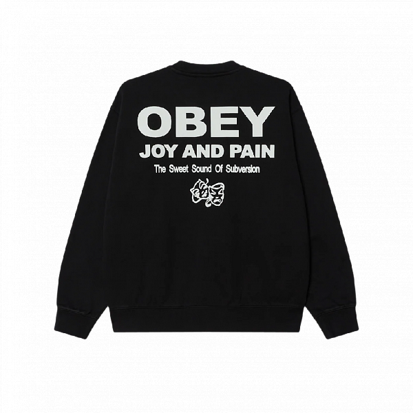 Свитшот OBEY JOY FADED CREW DIGITAL BLACK FADED WASH