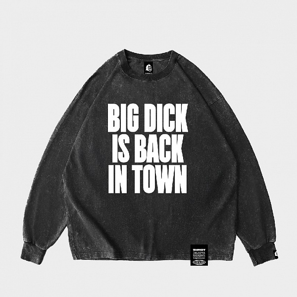 Лонгслив SHMOT "BIG DICK", GARMENT DYE черный