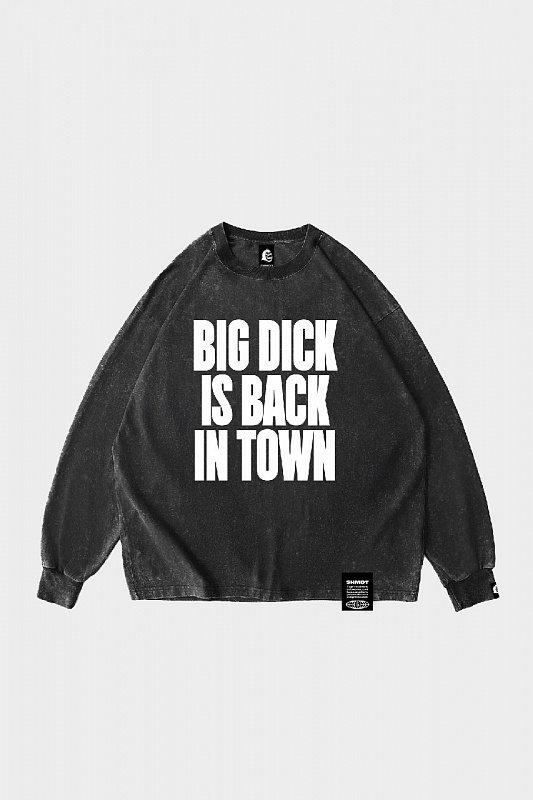 Лонгслив SHMOT "BIG DICK", GARMENT DYE черный