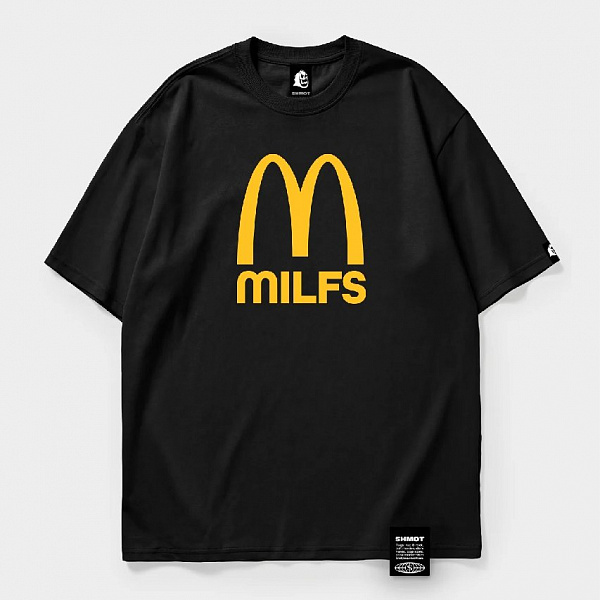 Футболка SHMOT "MILFS", MONO черный