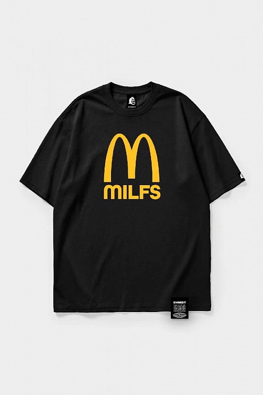 Футболка SHMOT "MILFS", MONO черный