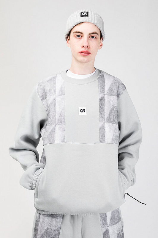 Толстовка крюнек CODERED Panels Crew Пепельный Светлый