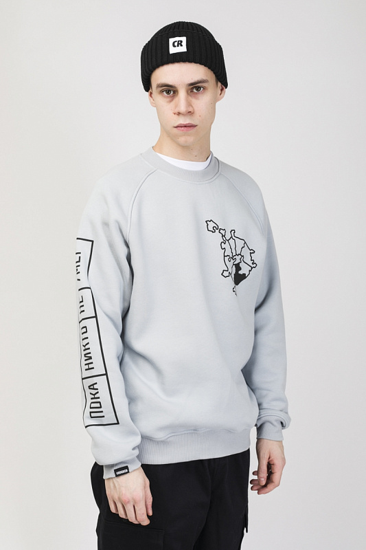 Толстовка крюнек CODERED Firm CODERED X ЮГ Пока никто не умер Пепельный Светлый