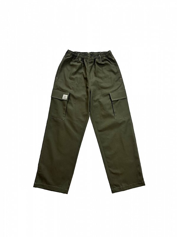 Брюки THE BAD FRIENDS Cargo pants канвас хаки бежевая строчка